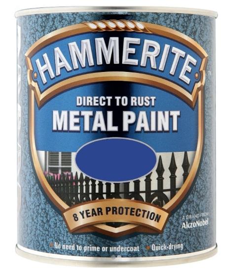 Εικόνα της Hammerite Χρώμα 3 σε 1 Απευθείας στην Σκουριά Σφυρήλατο Μπλε Ιονίου 750ml