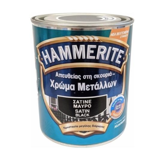 Εικόνα της Hammerite Χρώμα 3 σε 1 Απευθείας στην Σκουριά Σατινέ Μαύρο 750ml