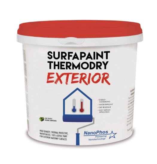 Εικόνα της Nanophos SurfaPaint ThermoDry Exterior Paint Θερμοπροστατευτικό Ακρυλικό Χρώμα για Εξωτερική Χρήση Νερού Λευκό Ματ