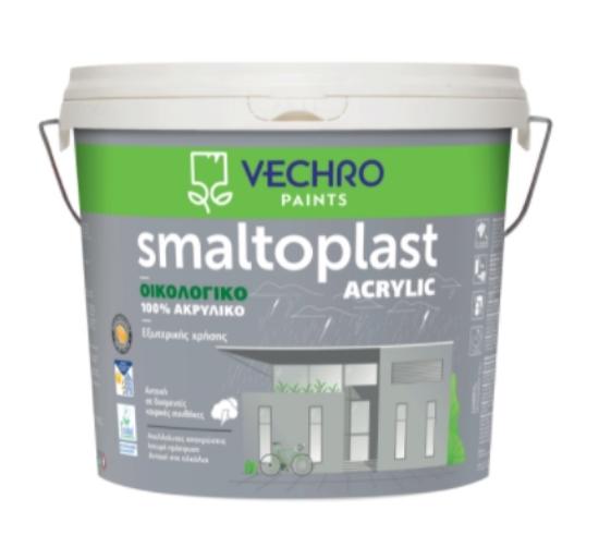 Εικόνα της Vechro Smaltoplast Acrylic Eco 100% Ακρυλικό Οικολογικό Χρώμα Εξωτερικής Χρήσης Ματ Νερού Λευκό