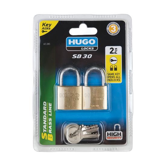 Εικόνα της Hugo Locks Key Alike SB30 Μπρούτζινο Λουκέτο Πέταλο με Κλειδί