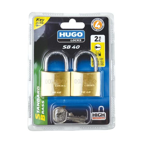 Εικόνα της Hugo Locks Key Alike SB40 Μπρούτζινο Λουκέτο Πέταλο με Κλειδί
