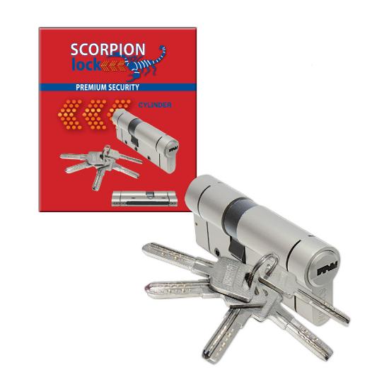 Εικόνα της Scorpion Κύλινδρος Κλειδαριάς 90mm (45-45) με 5 Κλειδιά Ασημί