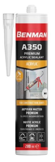 Εικόνα της Benman Μαστίχη Premium A350 Ακρυλική Λευκή 280ml X 25τμχ Κιβώτιο