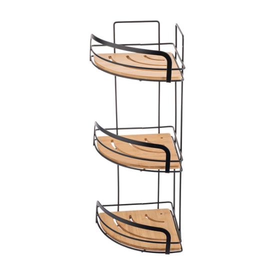 Εικόνα της Estia Εταζέρα Bamboo Essentials Μεταλλική Γωνιακή 3 Θέσεων 49x19.5x19.5cm