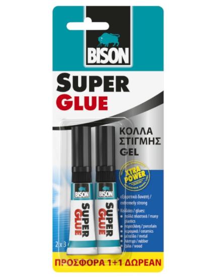 Εικόνα της Bison Κόλλα Στιγμής Super Glue Gel 3g 1+1 Δώρο