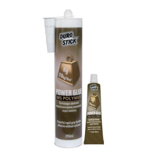 Εικόνα της Durostick MS-Polymer Power Glue Πανίσχυρο Ελαστικό Συγκολλητικό Άμεσης Συγκράτησης, Χωρίς Διαλύτες Λευκό 80ml
