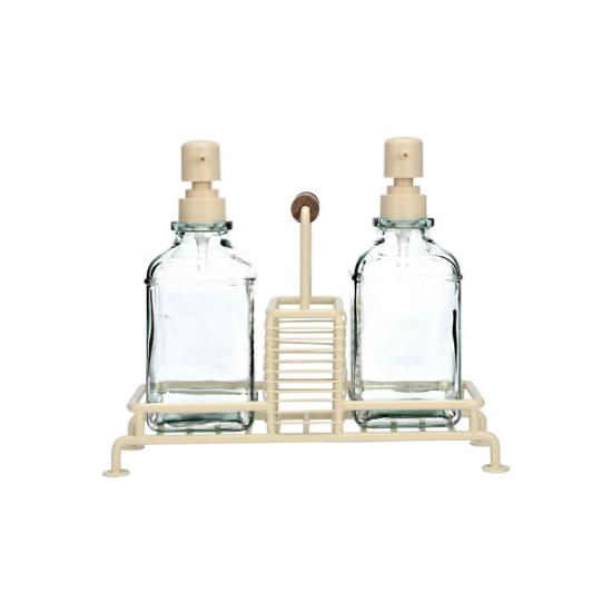 Εικόνα της Estia Δοχεία Υγρού Πιατών Allure 2X300Ml Με Μεταλλική Βάση & Θήκη Για Σφουγγάρι Ivory