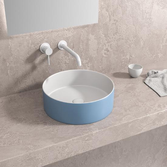 Εικόνα της Karag Νιπτήρας Επικαθήμενος White-Azzuro Matt Lt M3134-Blw O35,5X12Cm