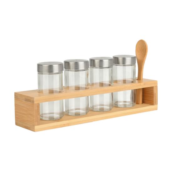 Εικόνα της Estia Δοχεία Μπαχαρικών Bamboo Essentials Γυάλινα Σετ 6 Τεμ Με Μεταλλικό Καπάκι & Βάση Bamboo