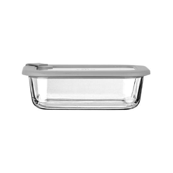 Εικόνα της Estia Φαγητοδοχείο Colorseal Γυάλινο 640ml 18.9X14.5X6.7 Με Καπάκι Σιλικόνης Γκρι