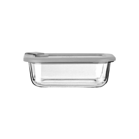 Εικόνα της Estia Φαγητοδοχείο Colorseal Γυάλινο 370ml 16.3X12.3X6.2cm Με Καπάκι Σιλικόνης Γκρι