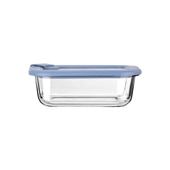 Εικόνα της Estia Φαγητοδοχείο Colorseal Γυάλινο 370ml 16.3X12.3X6.2cm Με Καπάκι Σιλικόνης Μπλε