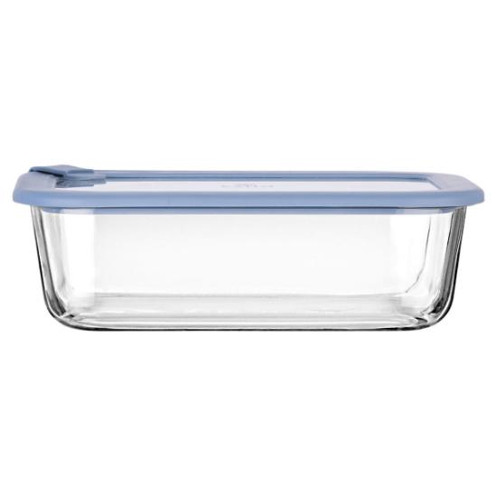 Εικόνα της Estia Φαγητοδοχείο Colorseal Γυάλινο 1520ml 23.5X17.8X7.6cm Με Καπάκι Σιλικόνης Μπλε