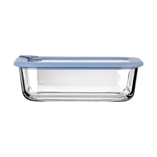 Εικόνα της Estia Φαγητοδοχείο Colorseal Γυάλινο 1050ml 21.6X16.5X7.4cm Με Καπάκι Σιλικόνης Μπλε