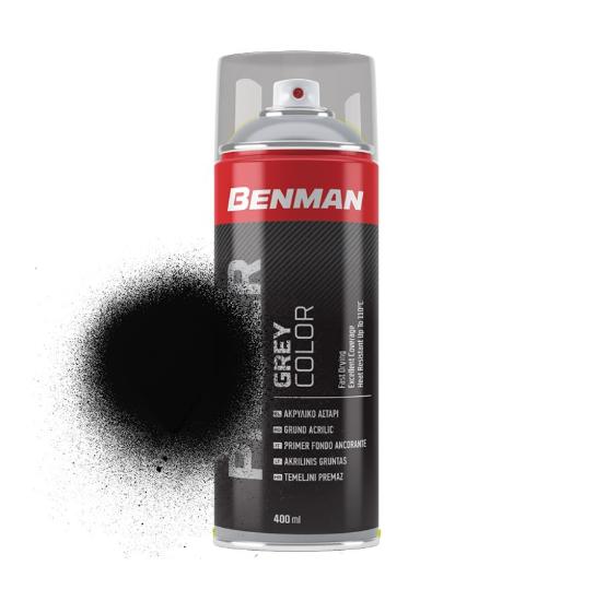 Εικόνα της Benman Σπρέι Αστάρι Primer Ακρυλικό Μαύρο 400ml