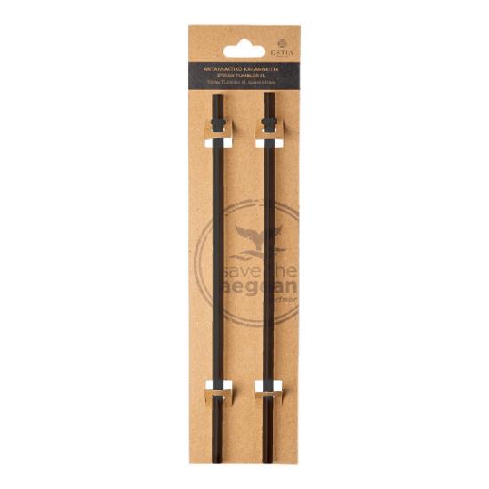 Εικόνα της Estia Ανταλλακτικά Καλαμάκια Straw Tumbler Xl 900Ml Midnight Black 2 Τεμ