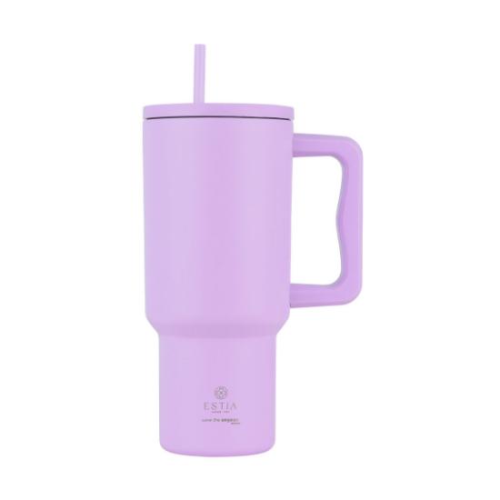 Εικόνα της Estia Θερμός Straw Tumbler Xl Save The Aegean 900Ml Lavender Purple