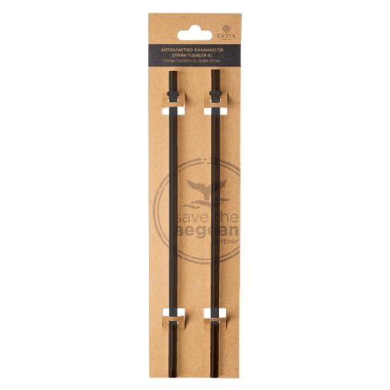 Εικόνα της Estia Ανταλλακτικά Καλαμάκια Straw Tumbler Xl 1200Ml Midnight Black 2 Τεμ