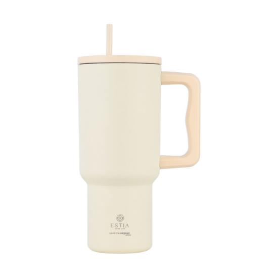 Εικόνα της Estia Θερμός Straw Tumbler Xl Save The Aegean 900Ml Lily White