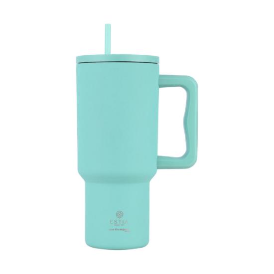 Εικόνα της Estia Θερμός Straw Tumbler Xl Save The Aegean 900Ml Bermuda Green