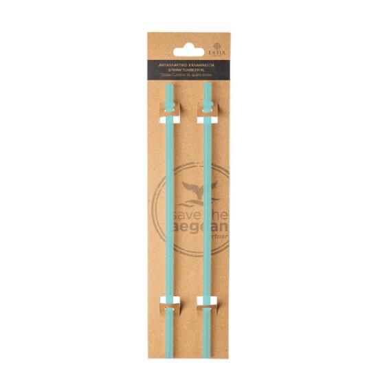 Εικόνα της Estia Ανταλλακτικά Καλαμάκια Straw Tumbler Xl 900Ml Bermuda Green 2 Τεμ