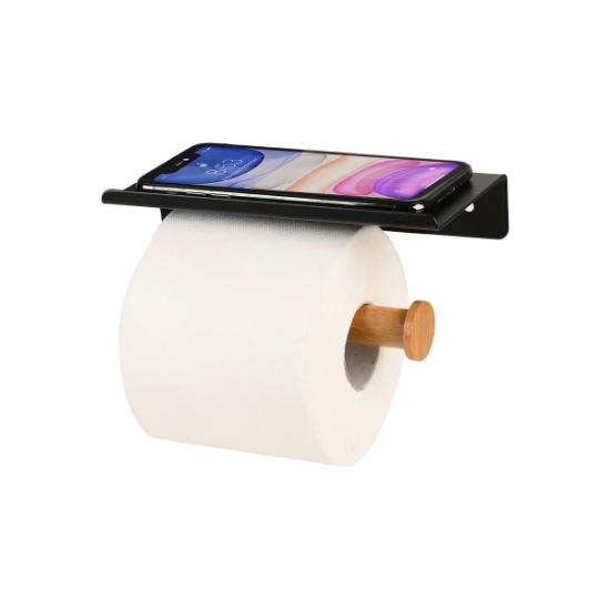 Εικόνα της Estia Χαρτοθήκη Επιτοίχια Bamboo Essentials Με Θέση Για Κινητό Μεταλλική Μαύρη