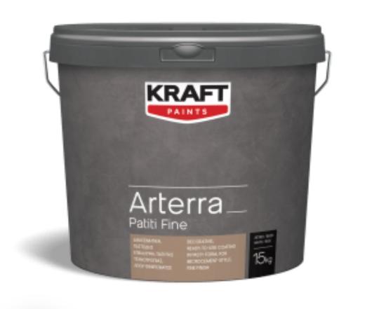 Εικόνα της Kraft Arterra Patiti Fine Διακοσμητική, Παστώδης Επικάλυψη, Πατητής Τεχνοτροπίας, Λείου Φινιρίσματος Λευκή 15kg