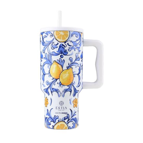 Εικόνα της Estia Estia Θερμός Straw Tumbler Xl Save The Aegean 900Ml Amalfi Coast