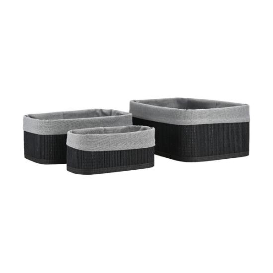 Εικόνα της Estia Estia Καλάθι Οργάνωσης Bamboo Essentials Me Επένδυση Σετ 3Τεμ. Μαύρο