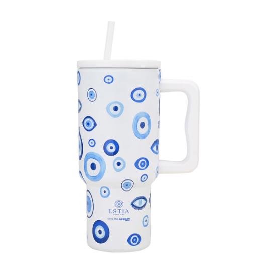 Εικόνα της Estia Θερμος Straw Tumbler Xl Save The Aegean 900ml Spirit Of Luck
