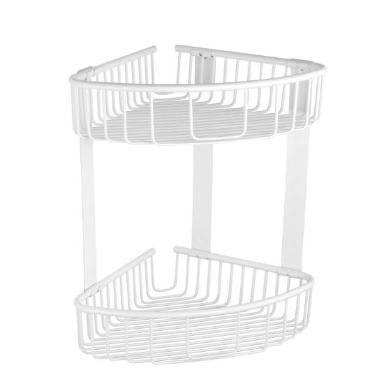 Εικόνα της Karag Καλάθι Γωνιακό Διπλό Σχαρωτό Reti 963888 66 Λευκό Ματ 21X21X33Cm