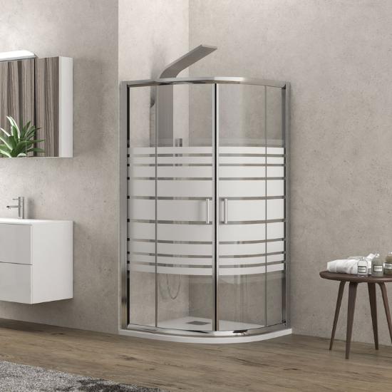 Εικόνα της Karag Καμπίνα Ημικυκλική Με Σεριγραφάτο Κρύσταλλο New Flora 200 Χρωμέ