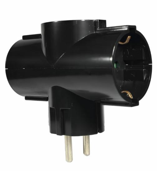 Εικόνα της Elvhx Αντάπτορας Τύπου Σταυρός Schuko 3Θ MAX:3680W IP20 ΜΑΥΡΟ