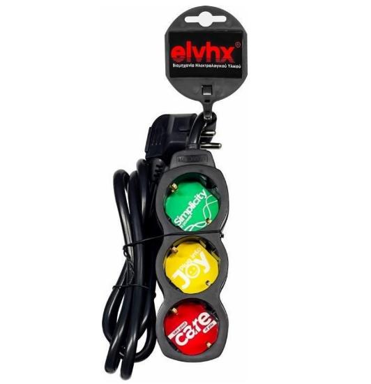 Εικόνα της Elvhx Πολύπριζο 3 Θέσεων με Καλώδιο 1.5m Μαύρο