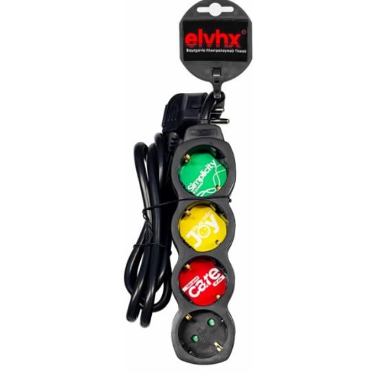 Εικόνα της Elvhx Πολύπριζο 3 Θέσεων με Καλώδιο 1.5m Μαύρο