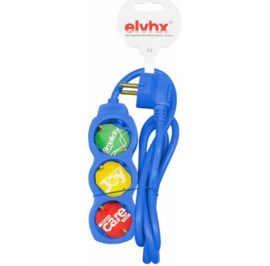 Εικόνα της Elvhx Πολύπριζο 3θ X16a +καλ.1,5μ 3g 1.5mm2 Ip20 Μπλέ