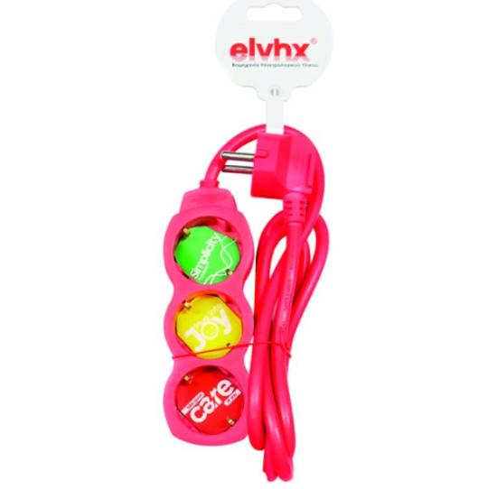 Εικόνα της Elvhx Πολύπριζο 3θ X16a +καλ.1,5μ 3g 1.5mm2 Ip20 Κόκκινο