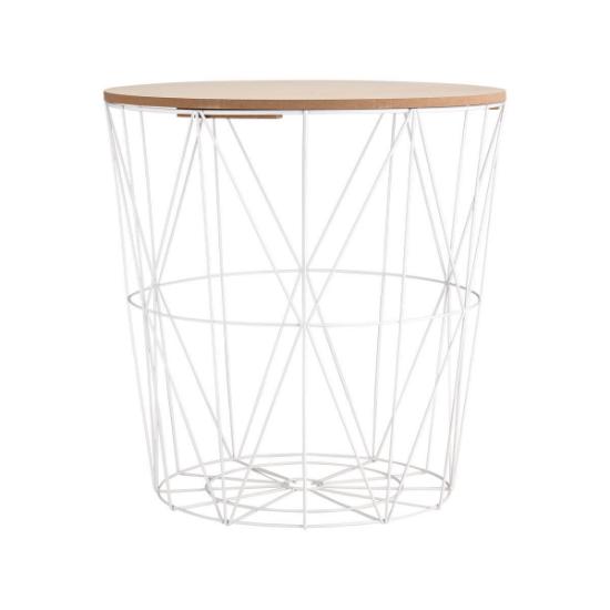 Εικόνα της Homely Βοηθητικο Τραπεζακι Με Αποθηκευτικο Χωρο Λευκό