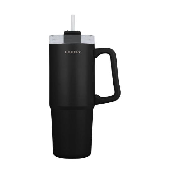Εικόνα της Estia Homely Θερμός Straw Tumbler 900ml MIDNIGHT BLACK