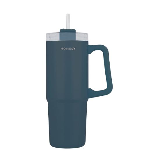Εικόνα της Estia Homely Θερμός Straw Tumbler 900ml INDIGO BLUE
