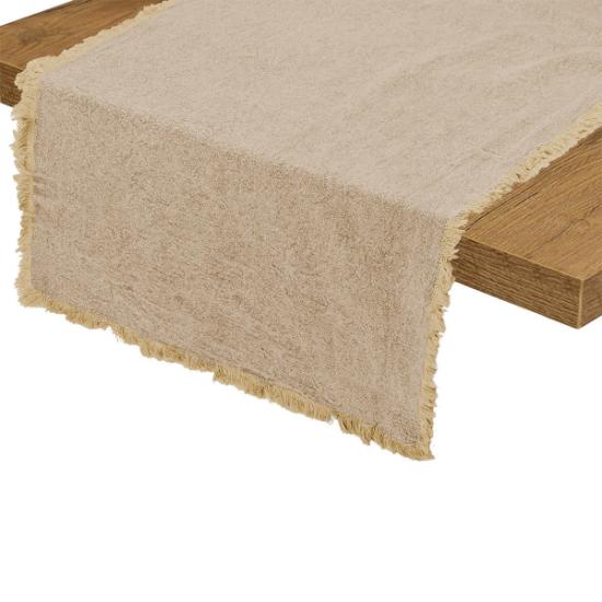 Εικόνα της Estia Ράνερ Τραπεζιού Loom 45x150cm Με Κρόσσια Μπεζ