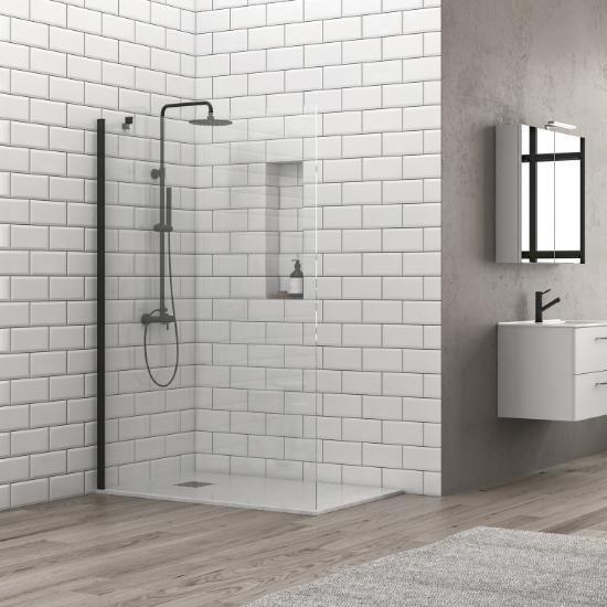 Εικόνα της Karag Σταθερό Διαχωριστικό Ντουζιέρας με Διάφανο Κρύσταλλο S 28F ALTO Black