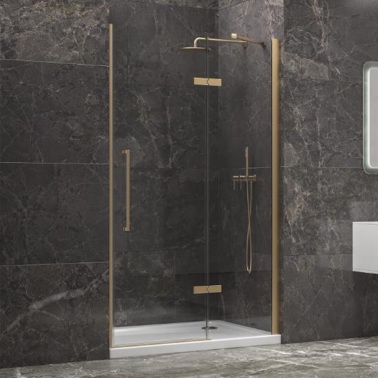 Εικόνα της Karag Καμπίνα Από Τοίχο σε Τοίχο με Διάφανο Κρύσταλλο TINOS 400 Gold 100x200cm