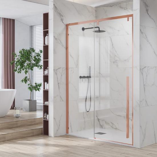Εικόνα της Karag Καμπίνα Από Τοίχο σε Τοίχο με Διάφανο Κρύσταλλο SANTORINI 400 Rose Gold 120x200cm