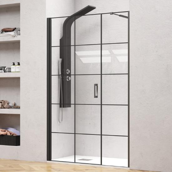 Εικόνα της Karag Καμπίνα από Τοίχο σε Τοίχο με Frame Κρύσταλλο NERO 5 PORTA Black