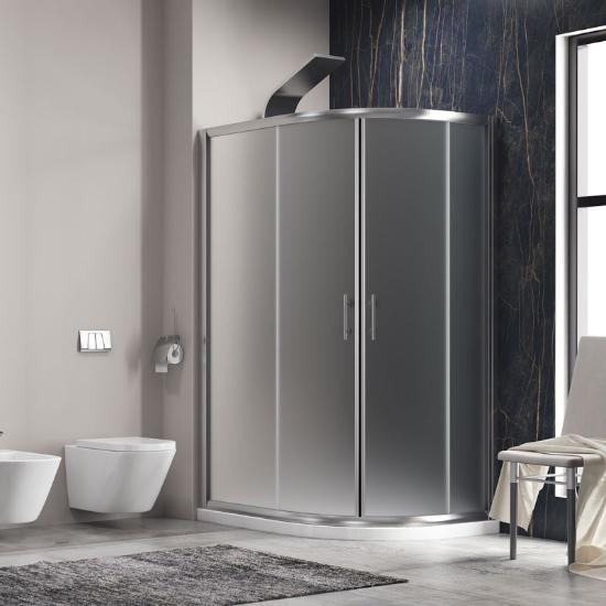 Εικόνα της Karag Καμπίνα Ασύμμετρη Ημικυκλική Με Σατινέ Κρύσταλλο Flora 650 Χρωμέ