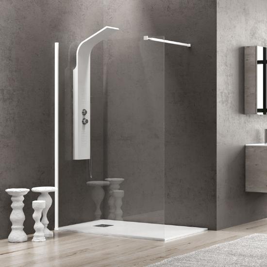 Εικόνα της Karag Σταθερό Πάνελ Καμπίνας Με Διάφανο Κρύσταλλο Walkin 1 Bianco