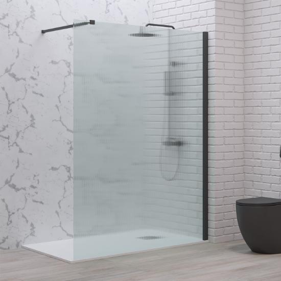 Εικόνα της Karag Σταθερό διαχωριστικό ντουζιέρας με flute κρύσταλλο WALKIN 1 Black