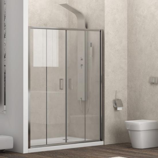 Εικόνα της Karag Καμπίνα Από Τοίχο σε Τοίχο με Διάφανο Κρύσταλλο NEW FLORA 600 Cromo